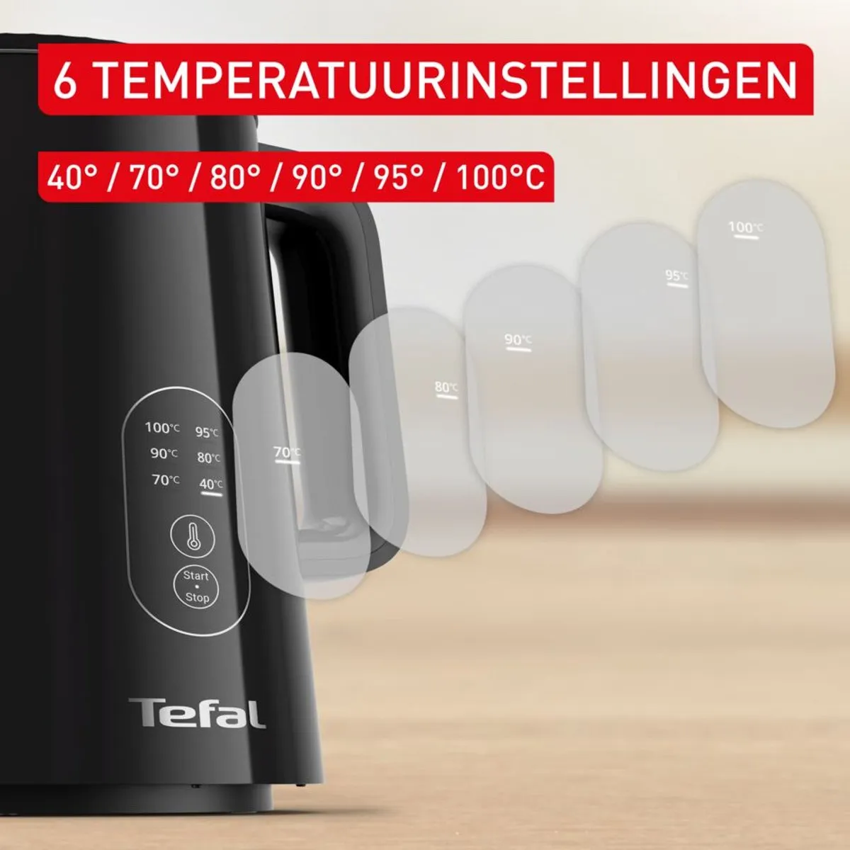 Tefal Thermo Protect KO6518 - Waterkoker - 1,5L - Dubbele Wand - 6 temperaturen - 2200W - Zwart