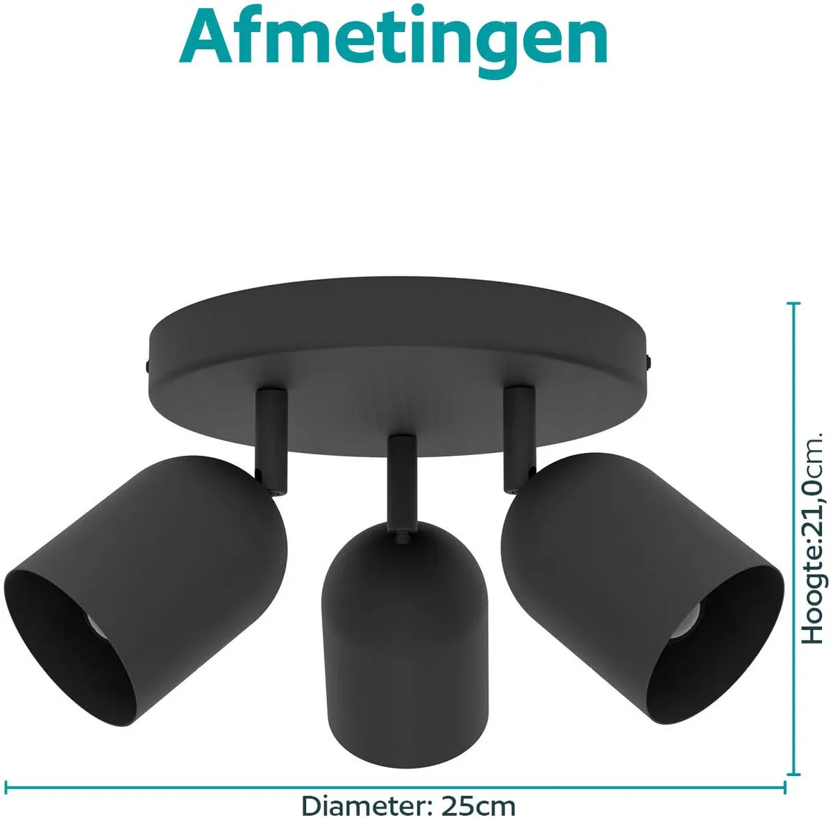 Eglo Tilston Spot E14 - 3x 40W - Ø25cm - Zwart