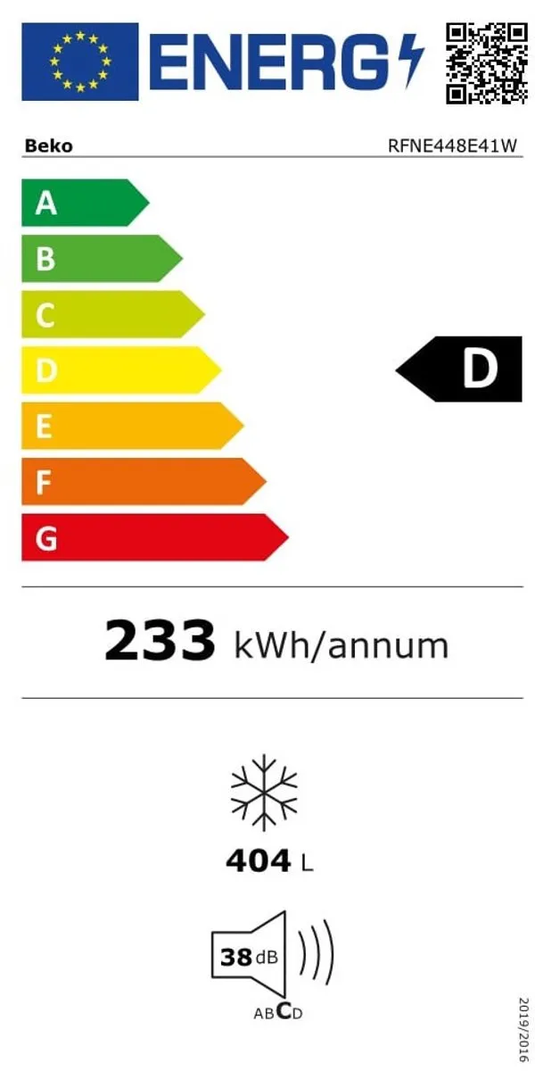 Beko RFNE448E41BB Vrieskast 404L - NoFrost - Zwart