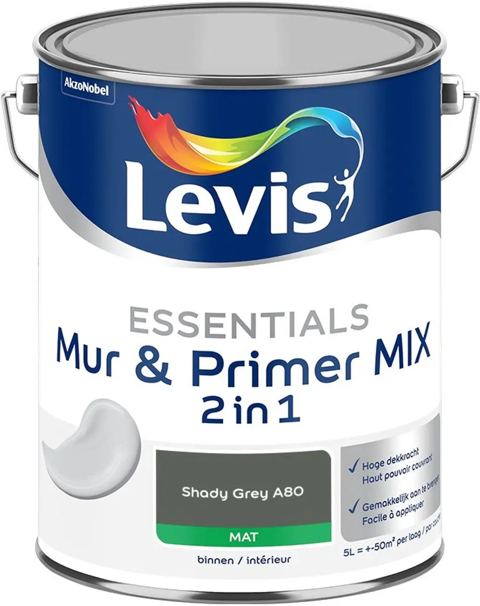 Levi's Essentials Mur & Primer Mix Shady Grey A80 Mengverf 5L