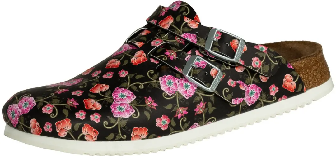 Birkenstock Kay SL Dames Werkklompen Blooming Roses - Zwart - Maat 37