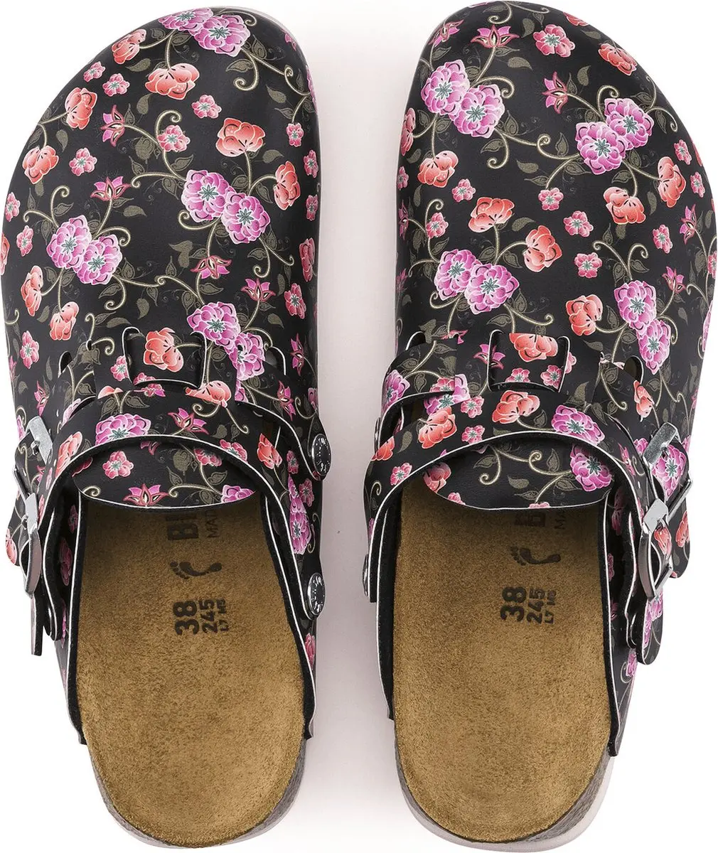 Birkenstock Kay SL Dames Werkklompen Blooming Roses - Zwart - Maat 37