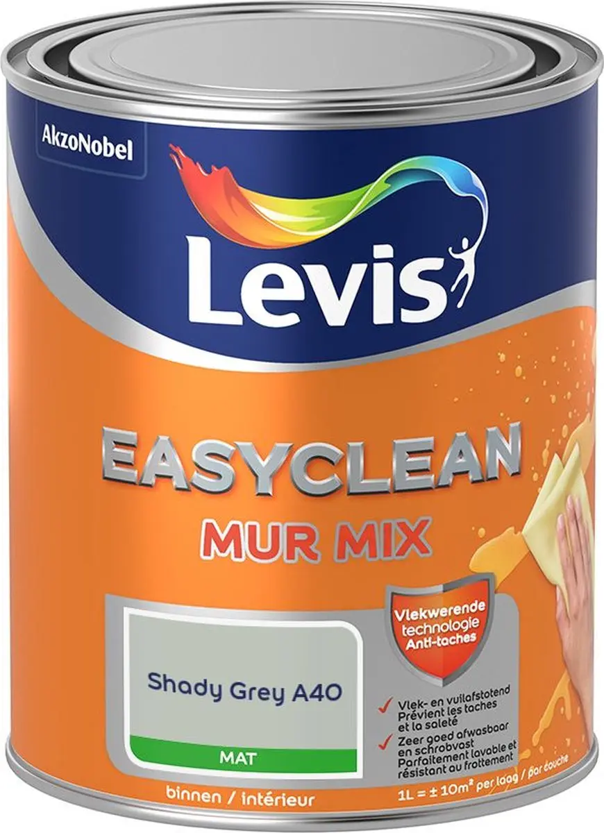 Levi's Easyclean Mur Mat Mix Shady Grey A40 Mengverf 1L
