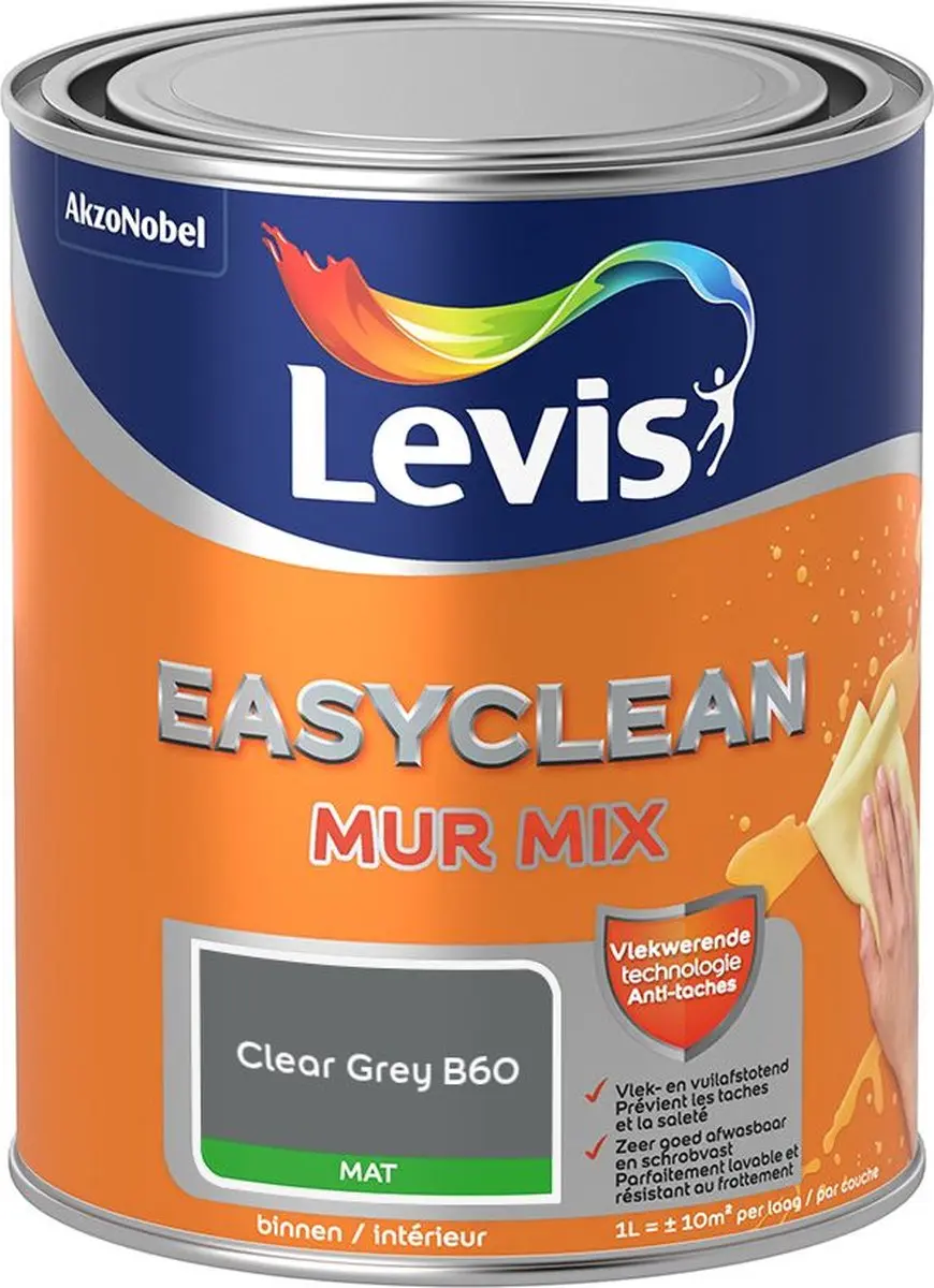 Levi's Easyclean Mur Mat Mix Clear Grey B60 Mengverf 1L
