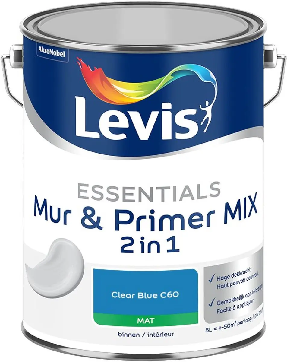 Levi's Essentials Mur & Primer Mix Clear Blue C60 Mengverf 5L