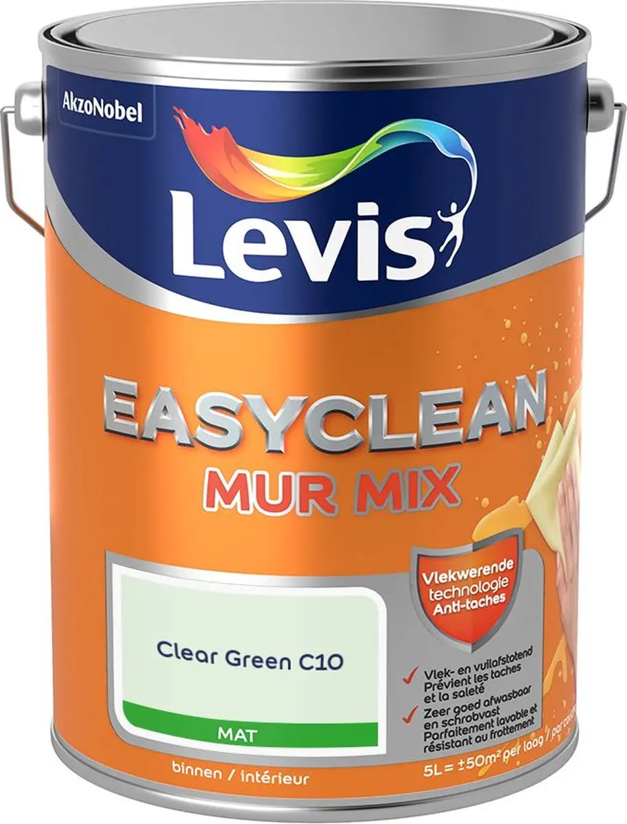 Levi's Easyclean Mur Mat Mix Clear Green C10 Mengverf 5L