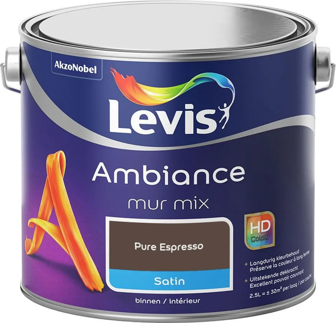 Levi's Ambiance Mur Satin Mix Pure Espresso Verf 2,5L
