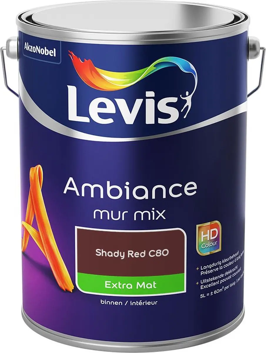 Levi's Ambiance Mur Extra Mat Mix Shady Red C80 Mengverf 5L