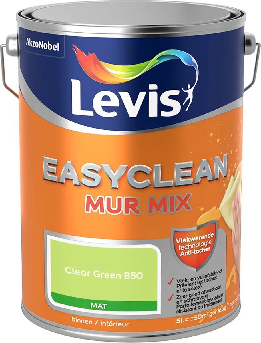 Levi's Easyclean Mur Mat Mix Clear Green B50 Mengverf 5L