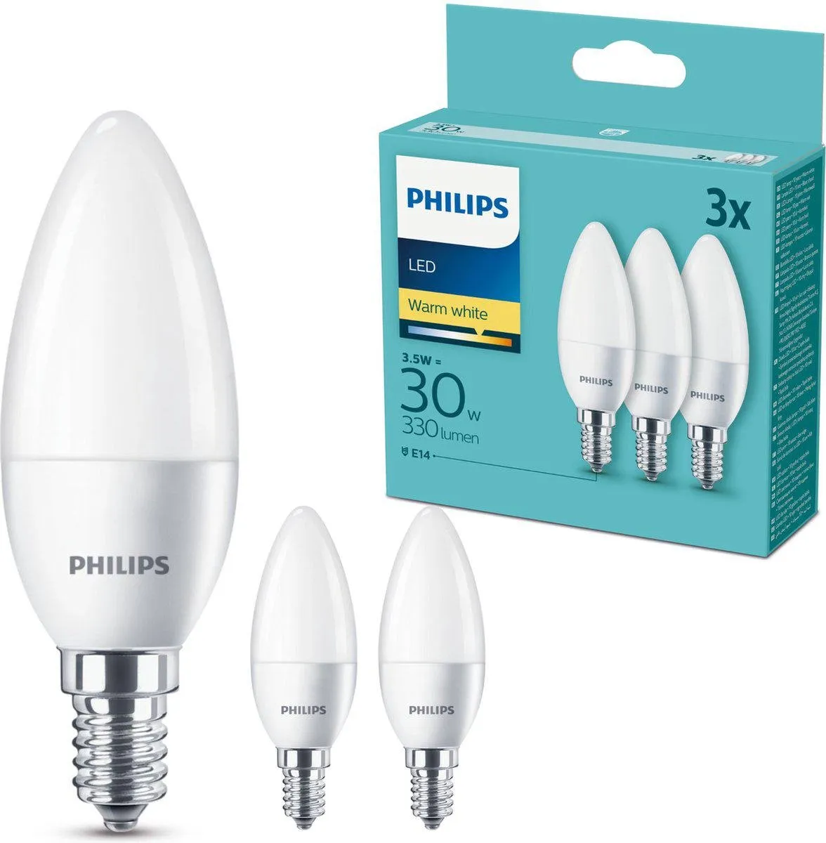 Philips LED Kaarslamp E14 3.5W Warm Wit