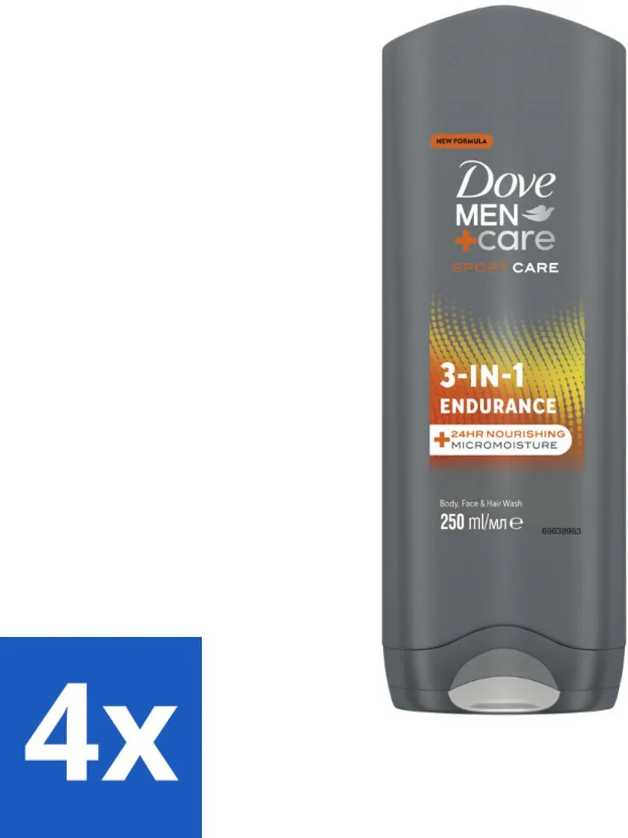 4 x Dove Men+Care 3-in-1 Douchegel