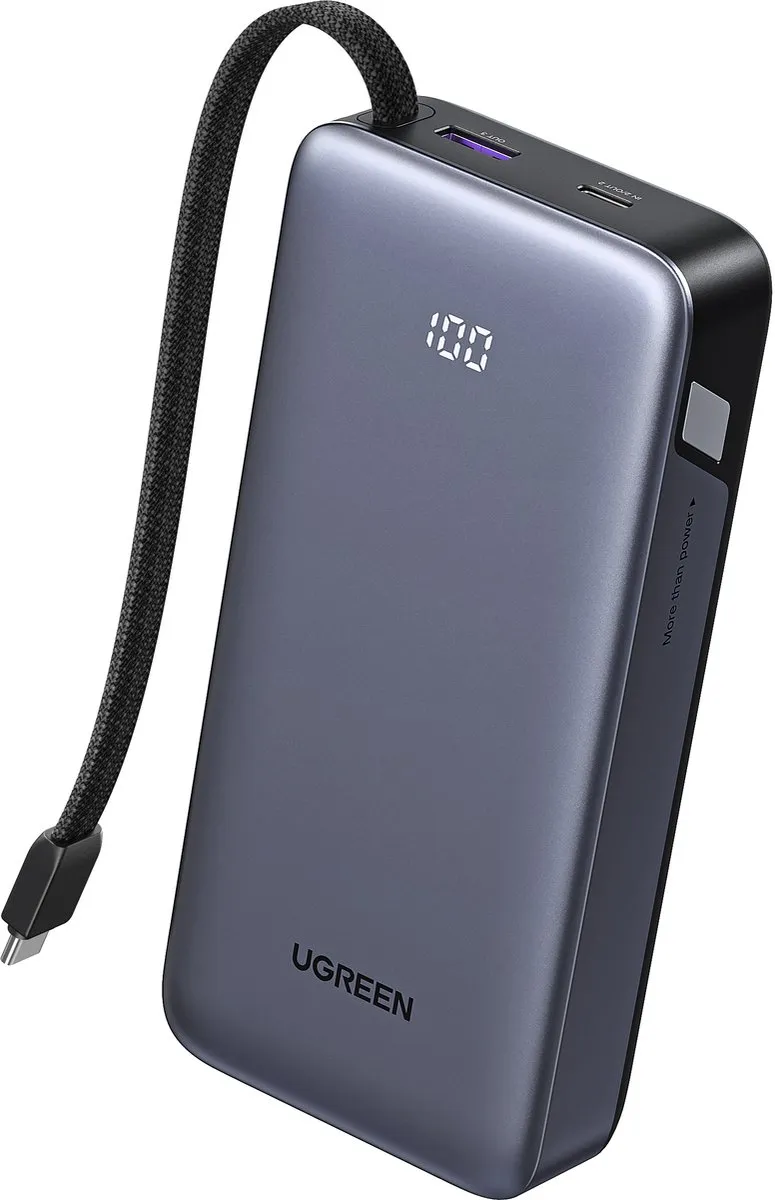 UGREEN 55988B Power Bank 20000mAh - 45W PD - 3x USB-C - Donker Grijs