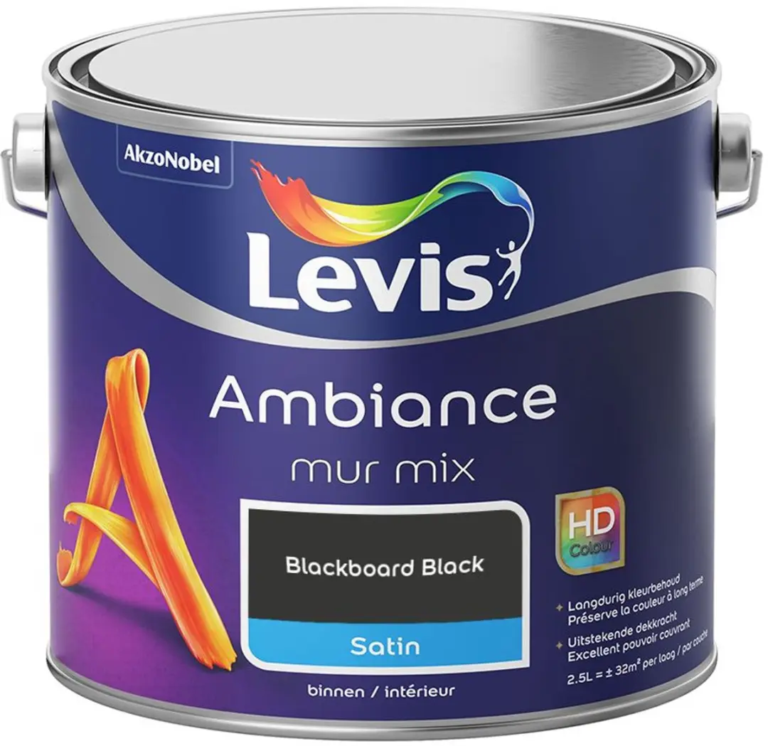 Levi's Ambiance Mur Satin Mix Blackboard Black Mengverf 2,5L