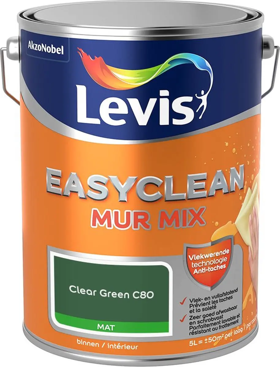 Levi's Easyclean Mur Mat Mix Clear Green C80 Mengverf 5L