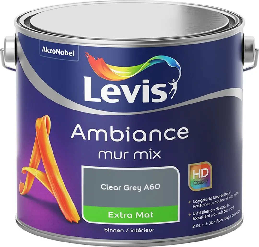 Levi's Ambiance Mur Extra Mat Mix Clear Grey A60 Mengverf 2,5L
