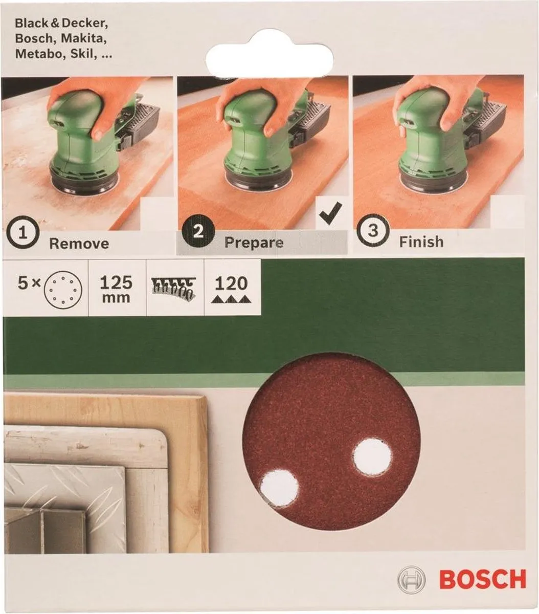 Bosch Schuurbladset 5-delig 125mm Geperforeerd - Korrel 120