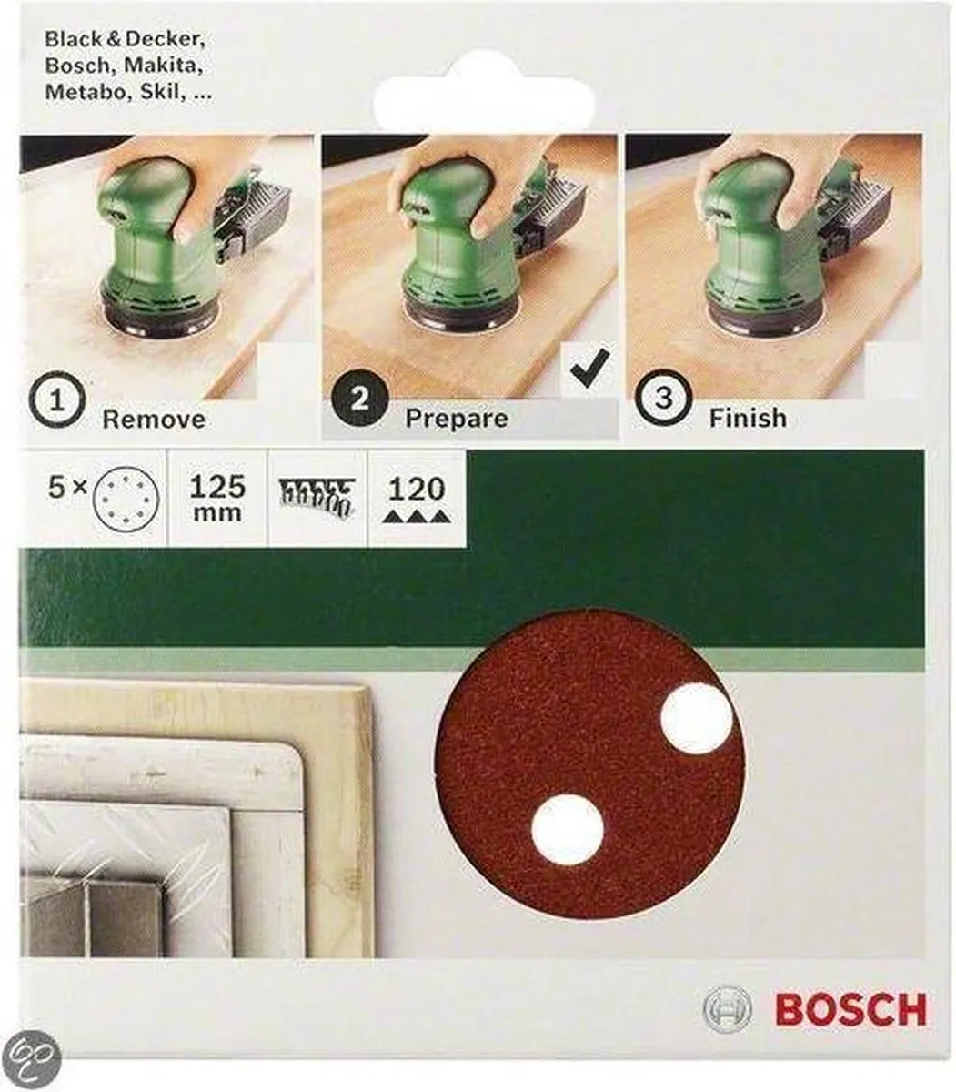 Bosch Schuurbladset 5-delig 125mm Geperforeerd - Korrel 120