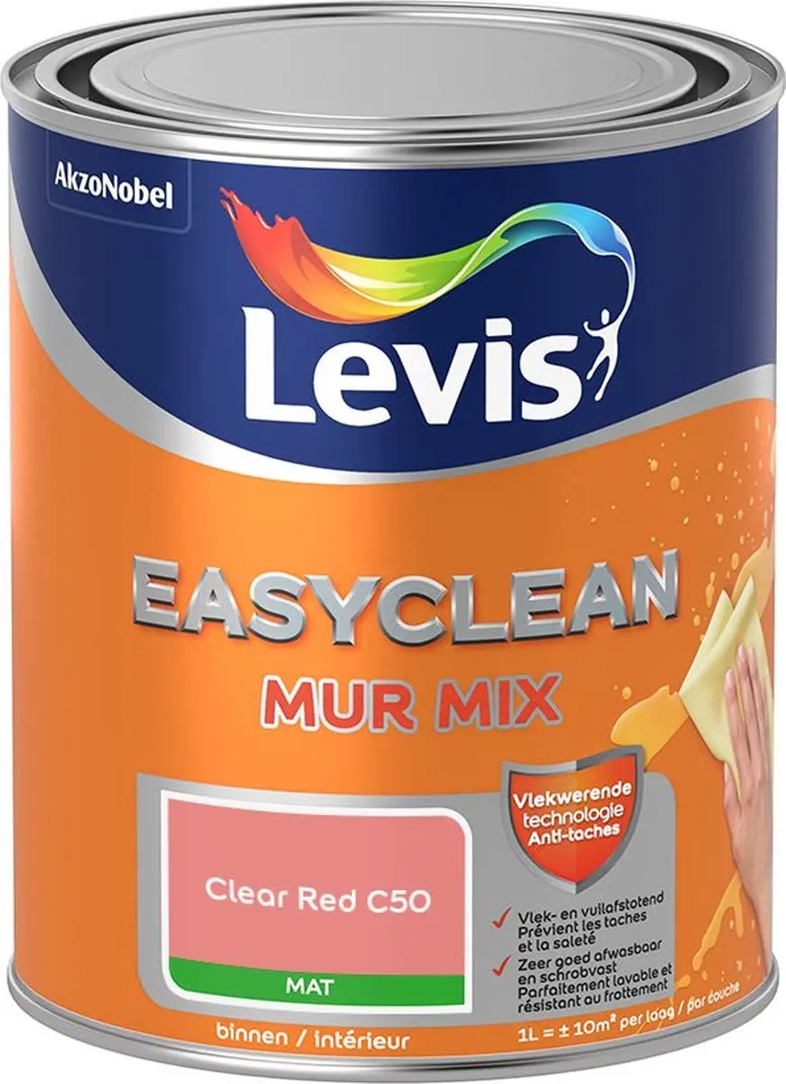 Levi's Easyclean Mur Mat Mix Clear Red C50 Mengverf 1L