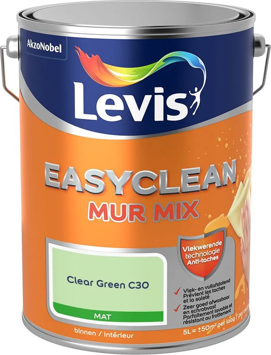 Levi's Easyclean Mur Mat Mix Clear Green C30 Mengverf 5L