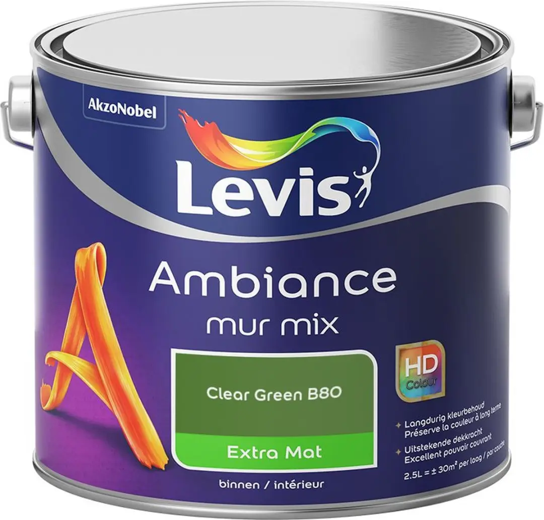 Levi's Ambiance Mur Extra Mat Mix Clear Green B80 Mengverf 2,5L