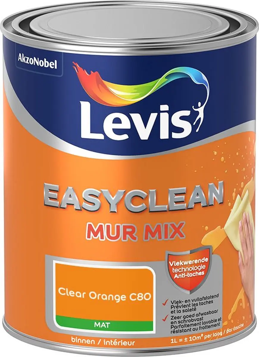 Levi's Easyclean Mur Mat Mix Clear Orange C80 Mengverf 1L
