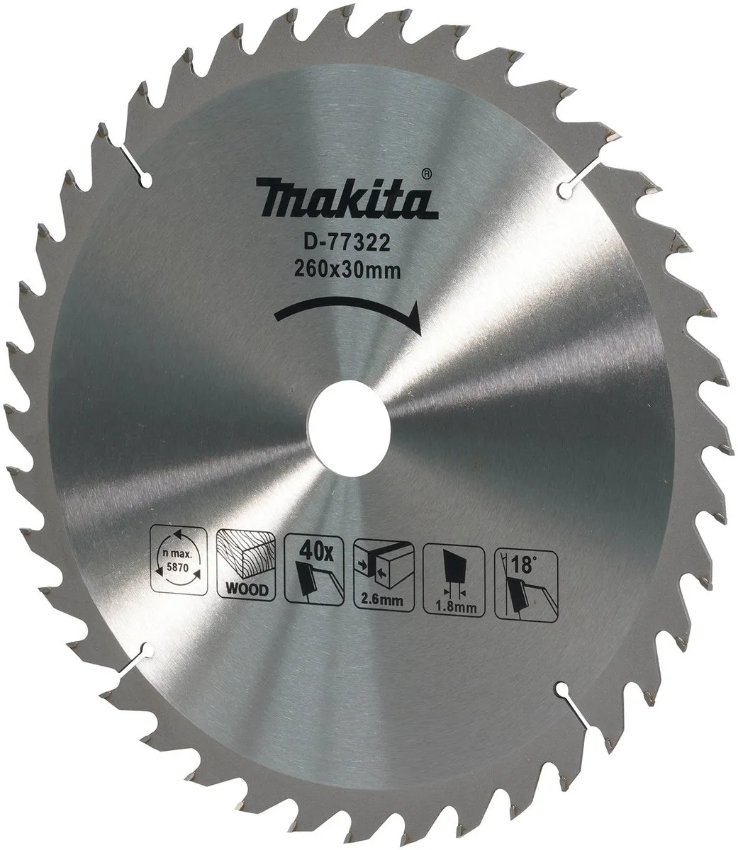 Makita D-77322 Afkortzaagblad Hout 260mm 40T