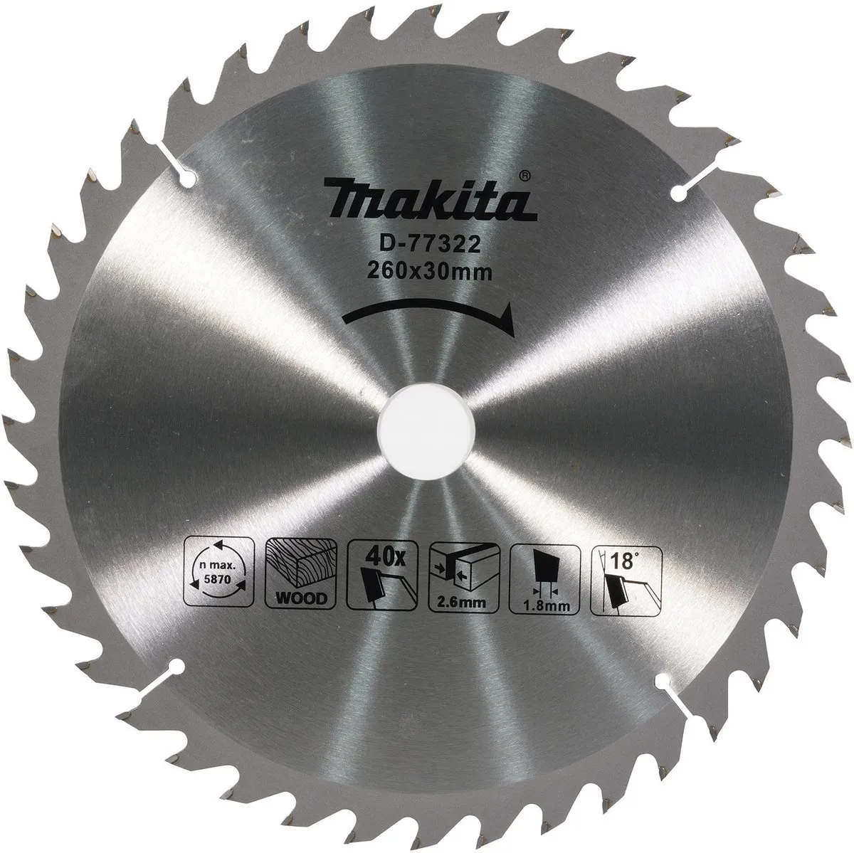 Makita D-77322 Afkortzaagblad Hout 260mm 40T