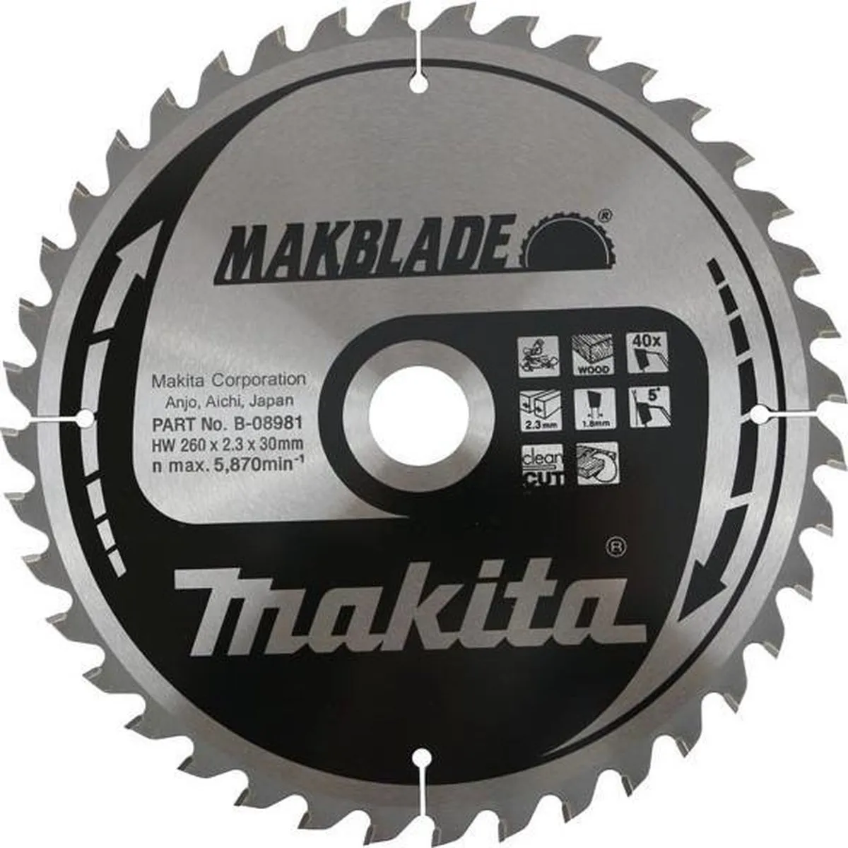 Makita B-08981 Cirkelzaagblad 260mm - 40T