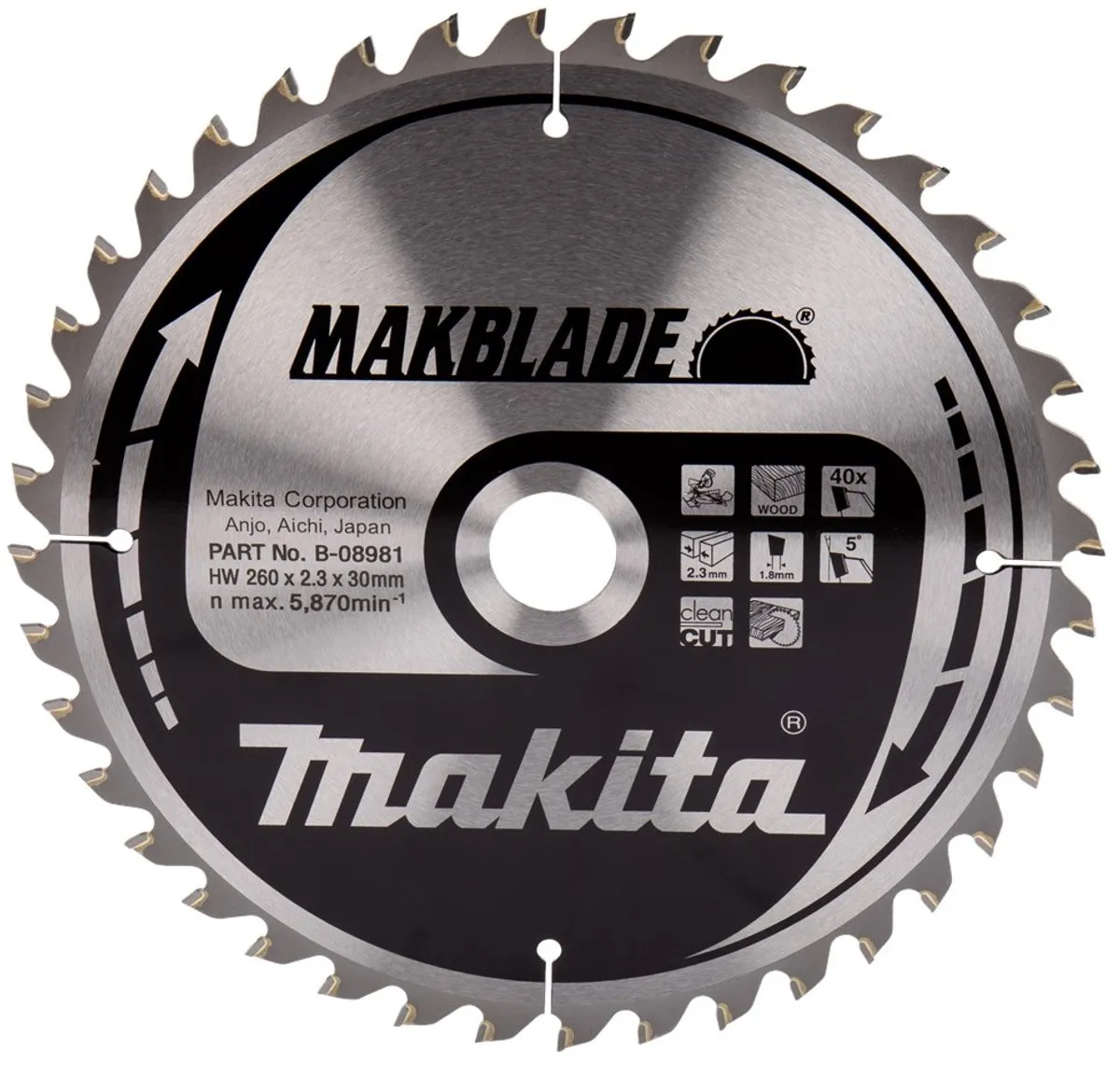 Makita B-08981 Cirkelzaagblad 260mm - 40T