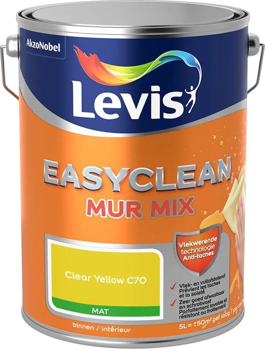 Levi's Easyclean Mur Mat Mix Clear Yellow C70 Mengverf 5L