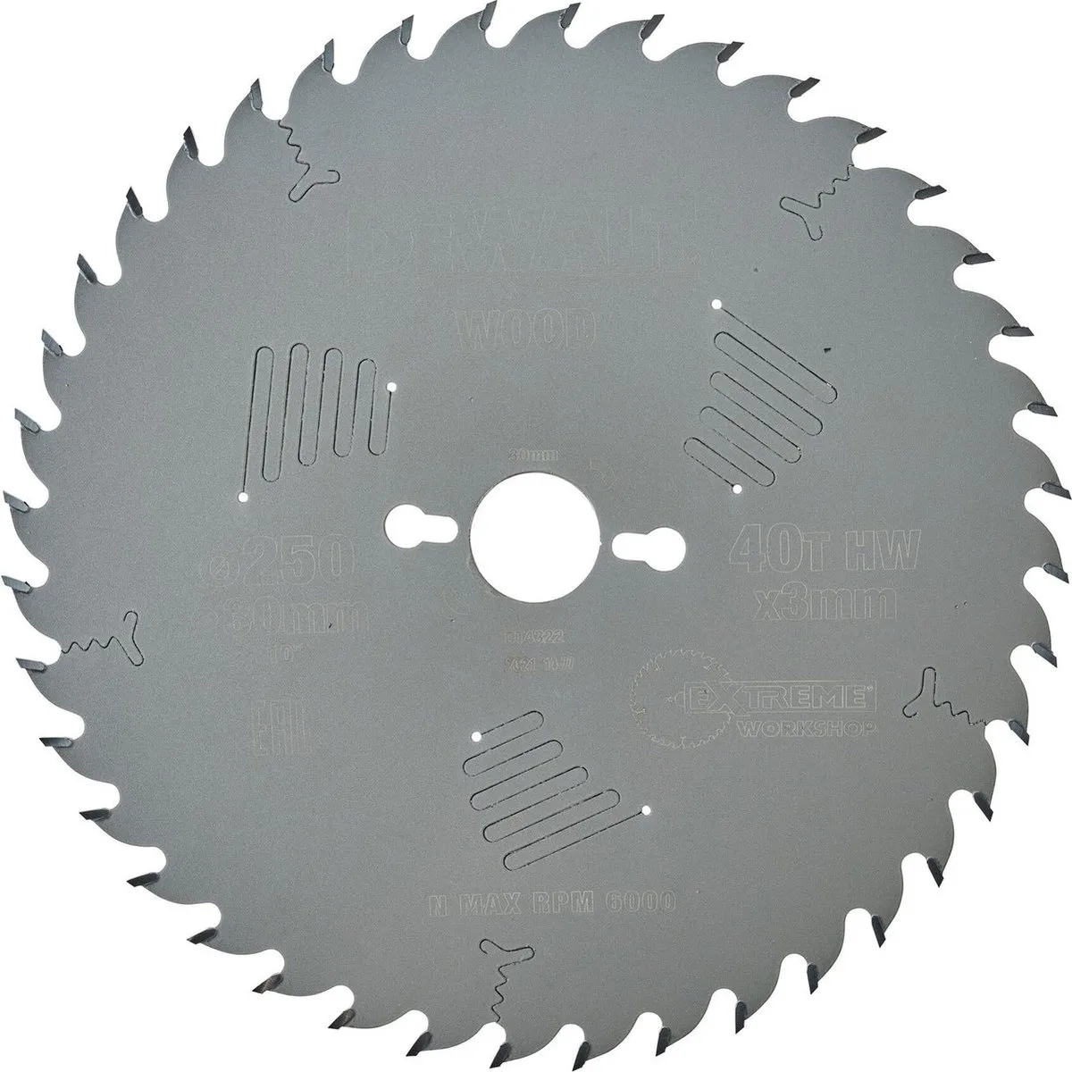 DeWalt DT4322 Extreme Cirkelzaagblad 250mm 30mm 40T - Hout/MDF