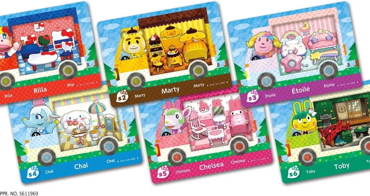 Nintendo Animal Crossing New Leaf Sanrio Amiibo Kaarten - 6 Stuks