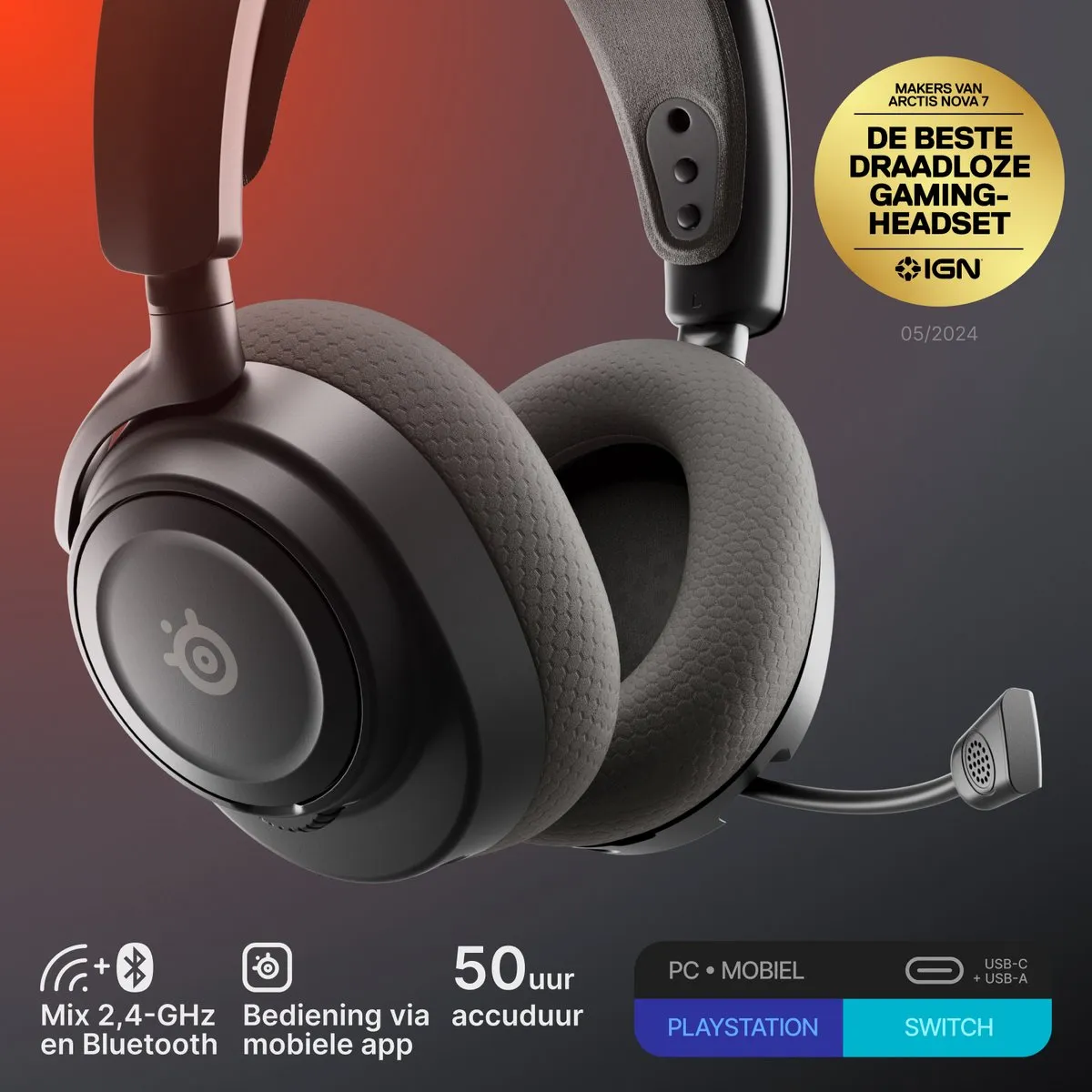 SteelSeries Arctis Nova 7 Gen 2 - Draadloze Gaming Headset - PC - Zwart