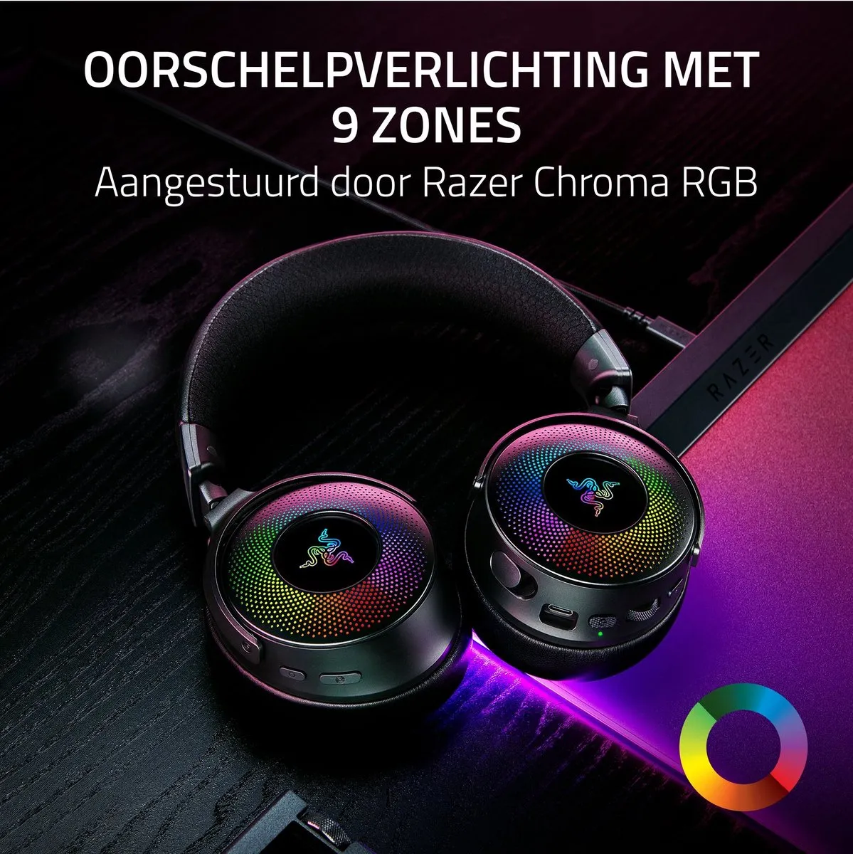 Razer Kraken V4 Pro Headset & Bedieningshub - Bedraad & Draadloos - USB Type-A - Bluetooth - Zwart