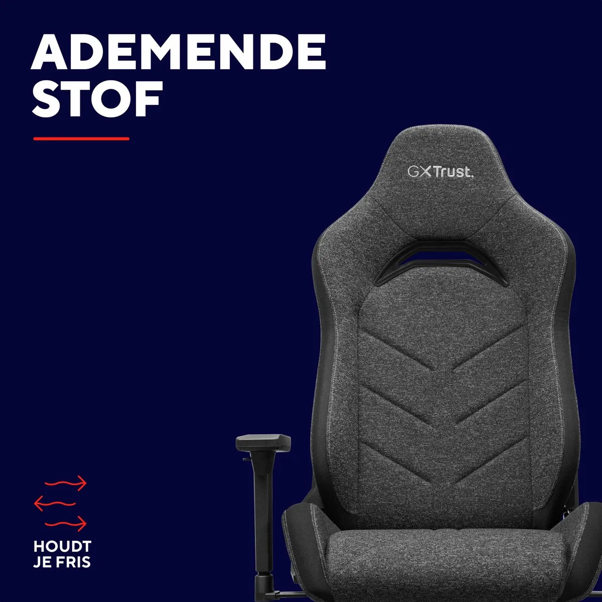 Trust GXT 723F Ruya Fabric - Gaming Stoel – Ergonomisch – Bureaustoel – Verstelbaar – Gamestoelen – Gaming Chair – Grijs