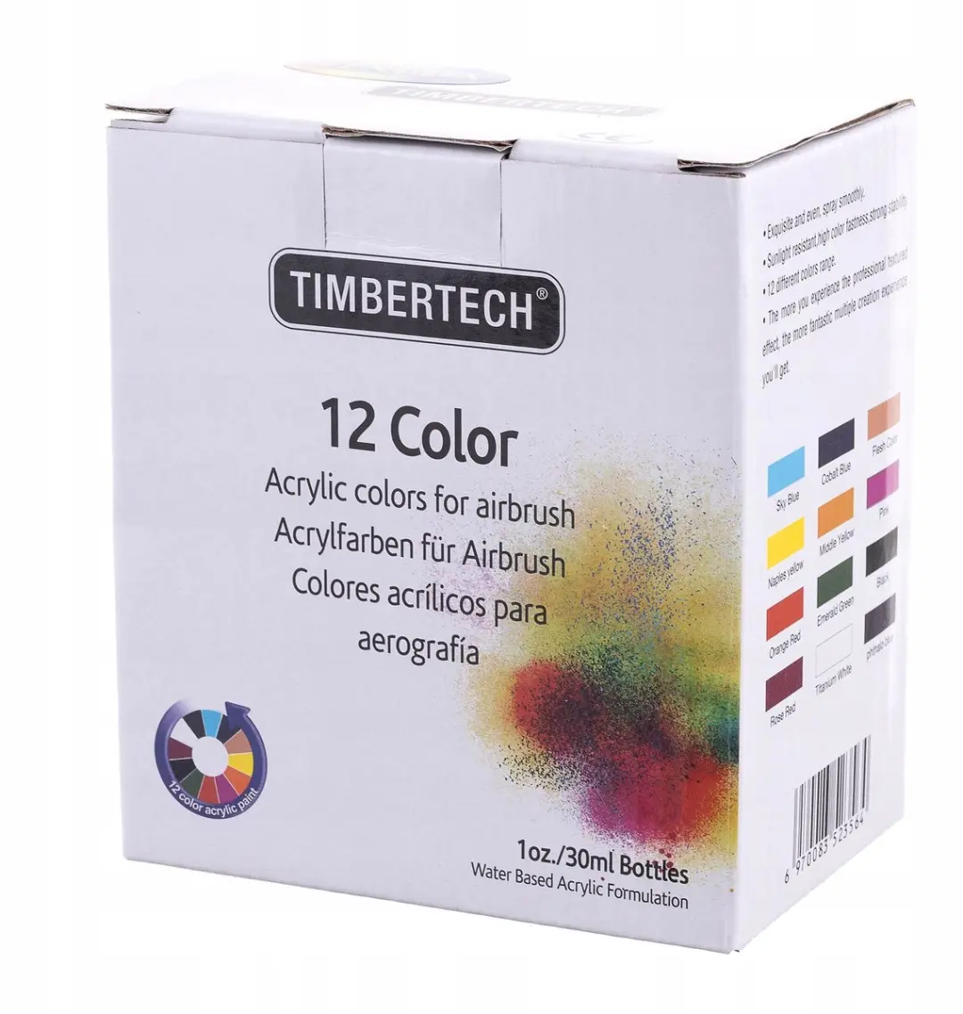 Technic Acrylverfset 12x 30ml voor Airbrush