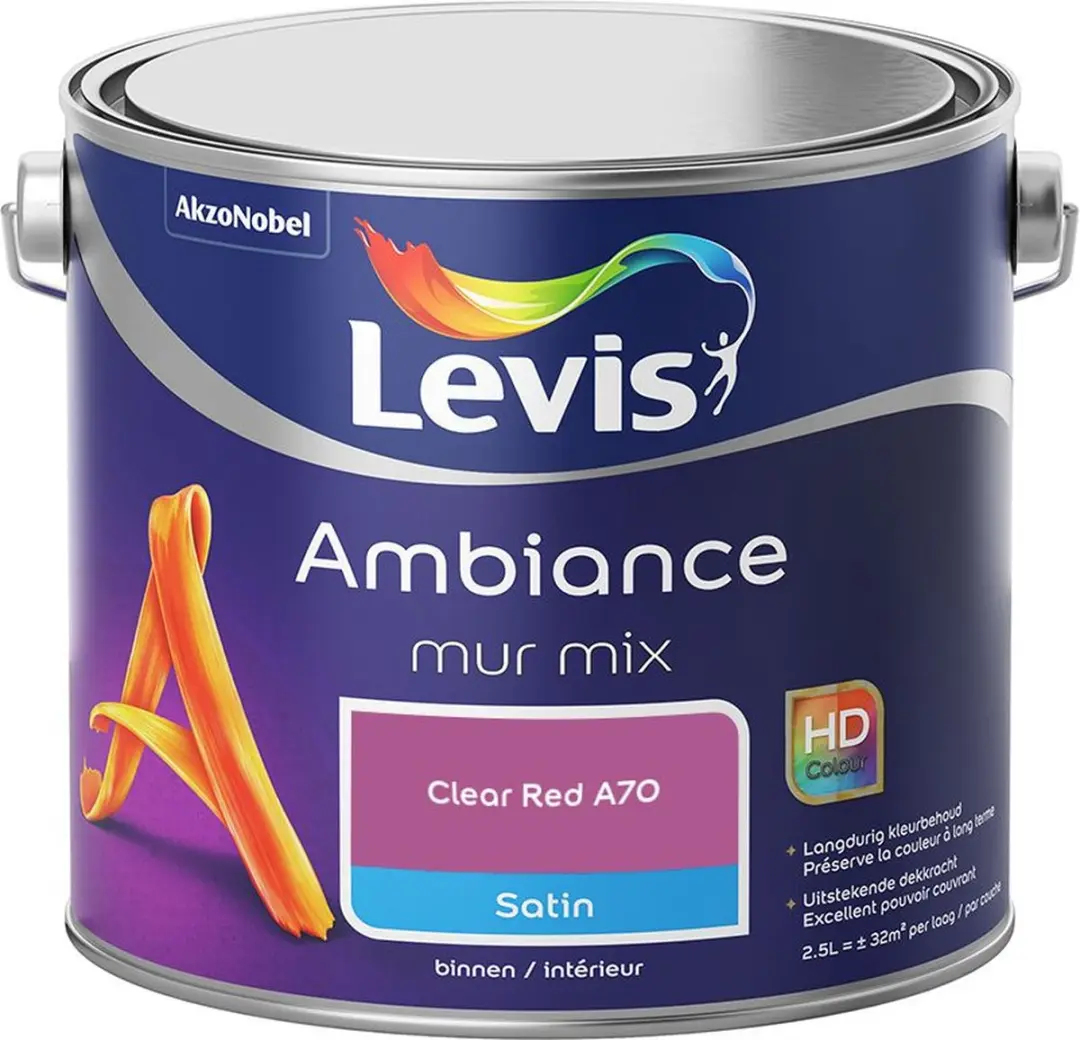 Levi's Ambiance Mur Satin Mix Clear Red A70 Mengverf 2,5L