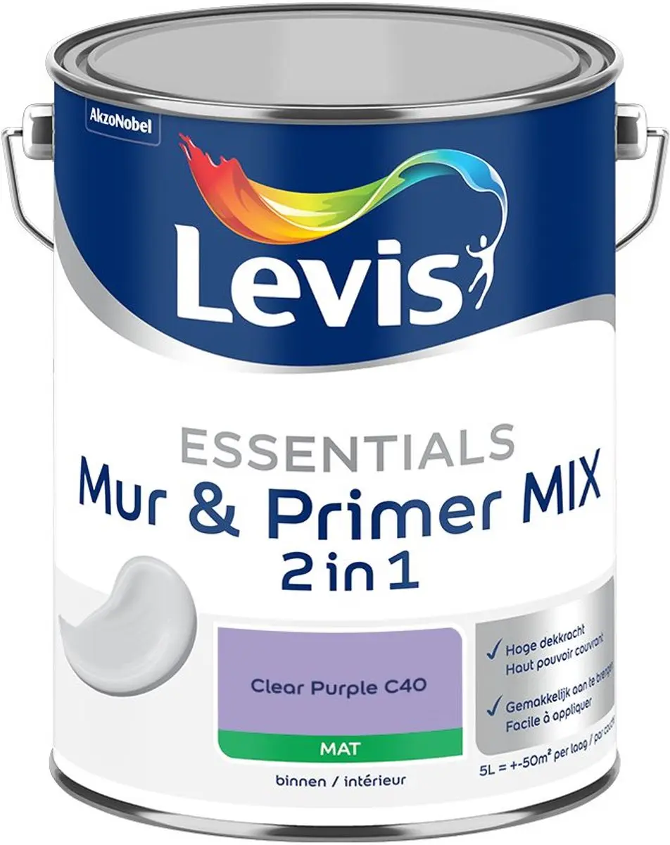 Levi's Essentials Mur & Primer Mix Clear Purple C40 Mengverf 5L