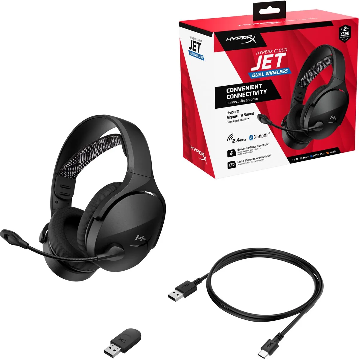 HyperX Cloud Jet - Draadloze Gaming Headset - Zwart - PS4/PS5, PC & Nintendo Switch