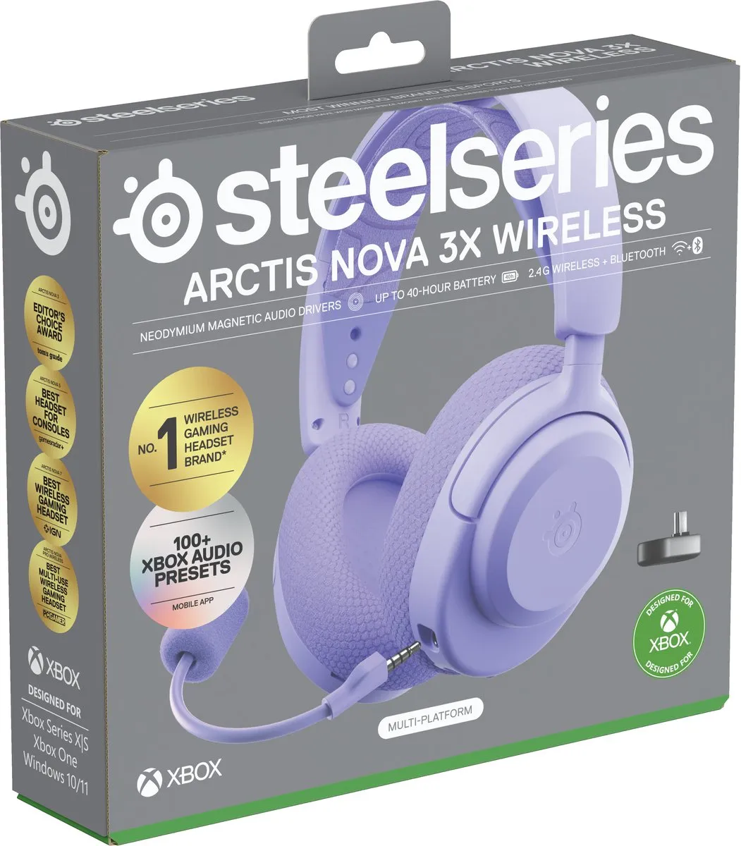 SteelSeries Arctis Nova 3X Wireless Gamingheadset 61693 - Lavendel - afbeelding 6 van 6