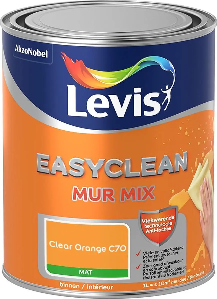 Levi's Easyclean Mur Mat Mix Clear Orange C70 Mengverf 1L
