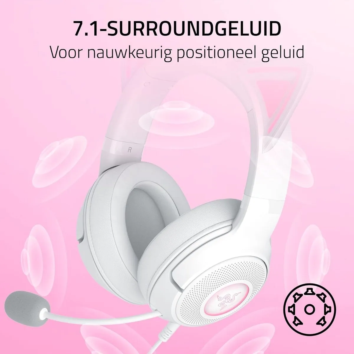 Razer Kraken Kitty V2 RZ04-04730600 Gaming Headset - 7.1 Surround - Wit