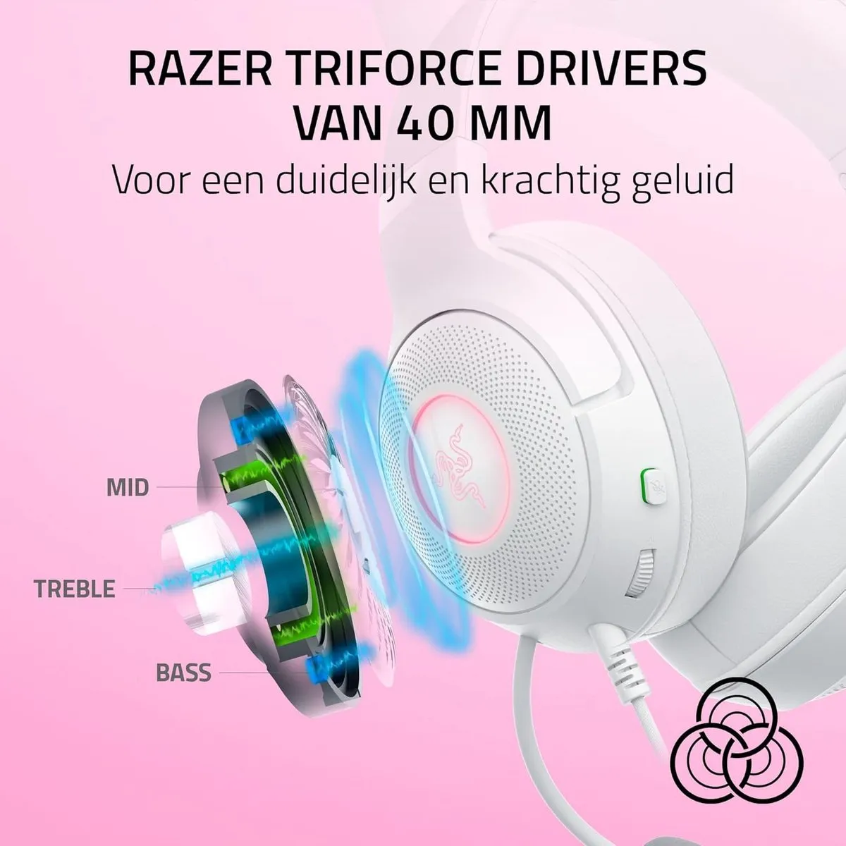 Razer Kraken Kitty V2 RZ04-04730600 Gaming Headset - 7.1 Surround - Wit