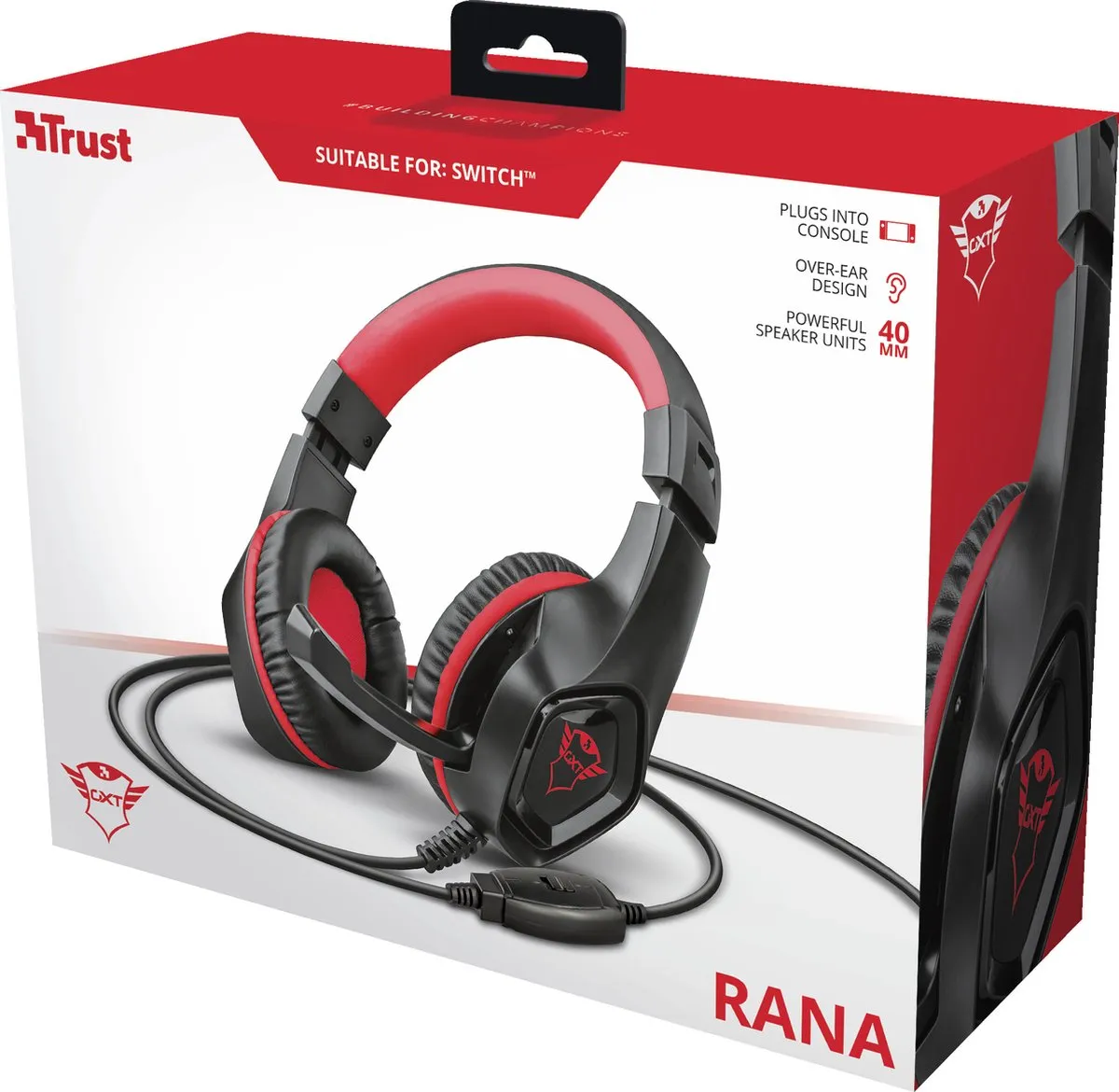 Trust GXT 404R Rana Gaming Headset - Nintendo Switch - 40mm Drivers - Zwart/Rood