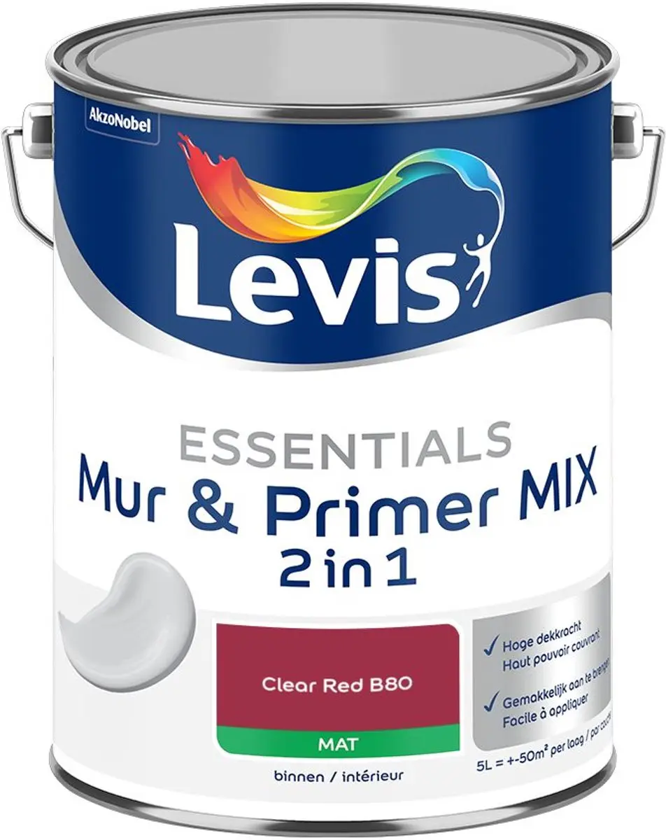 Levi's Essentials Mur & Primer Mix Clear Red B80 Mengverf 5L