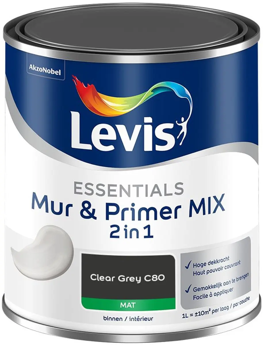 Levi's Essentials Mur & Primer Mix Clear Grey C80 Mengverf 1L