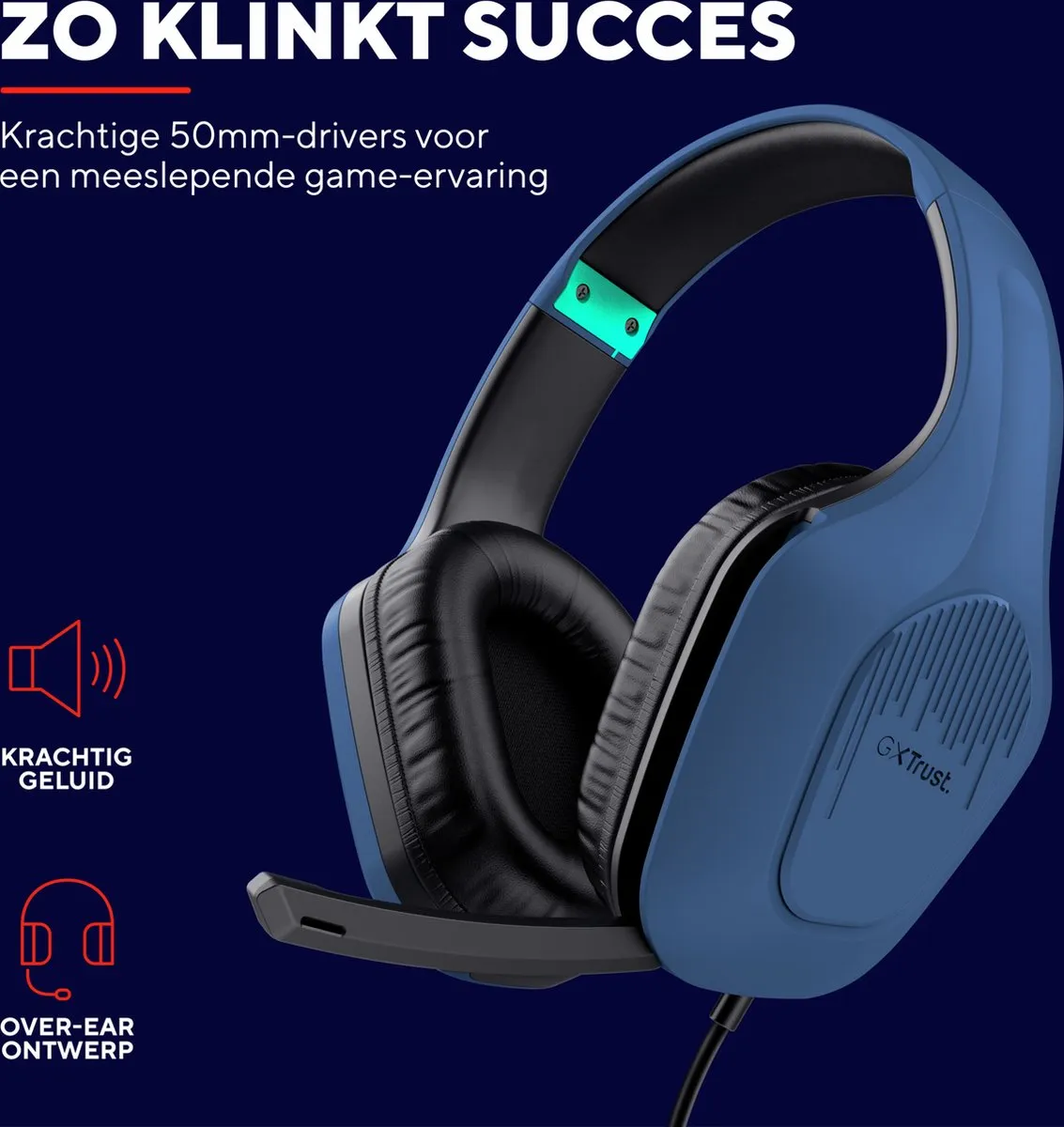 Trust GXT 415B Zirox Gaming Headset - Blauw
