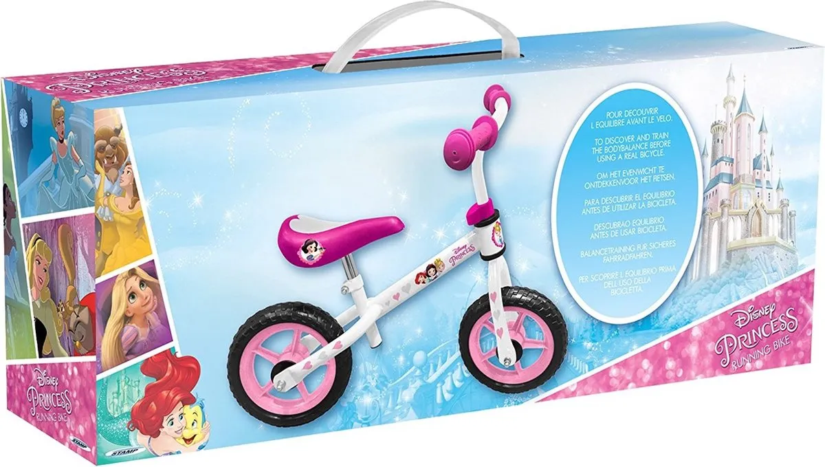 Disney Princess Loopfiets 12 Inch - Wit/Roze