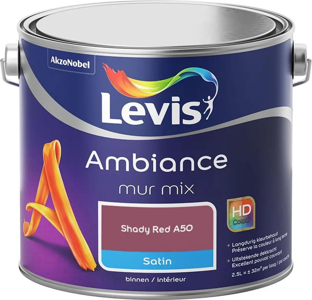 Levi's Ambiance Mur Satin Mix Mengverf Shady Red A50