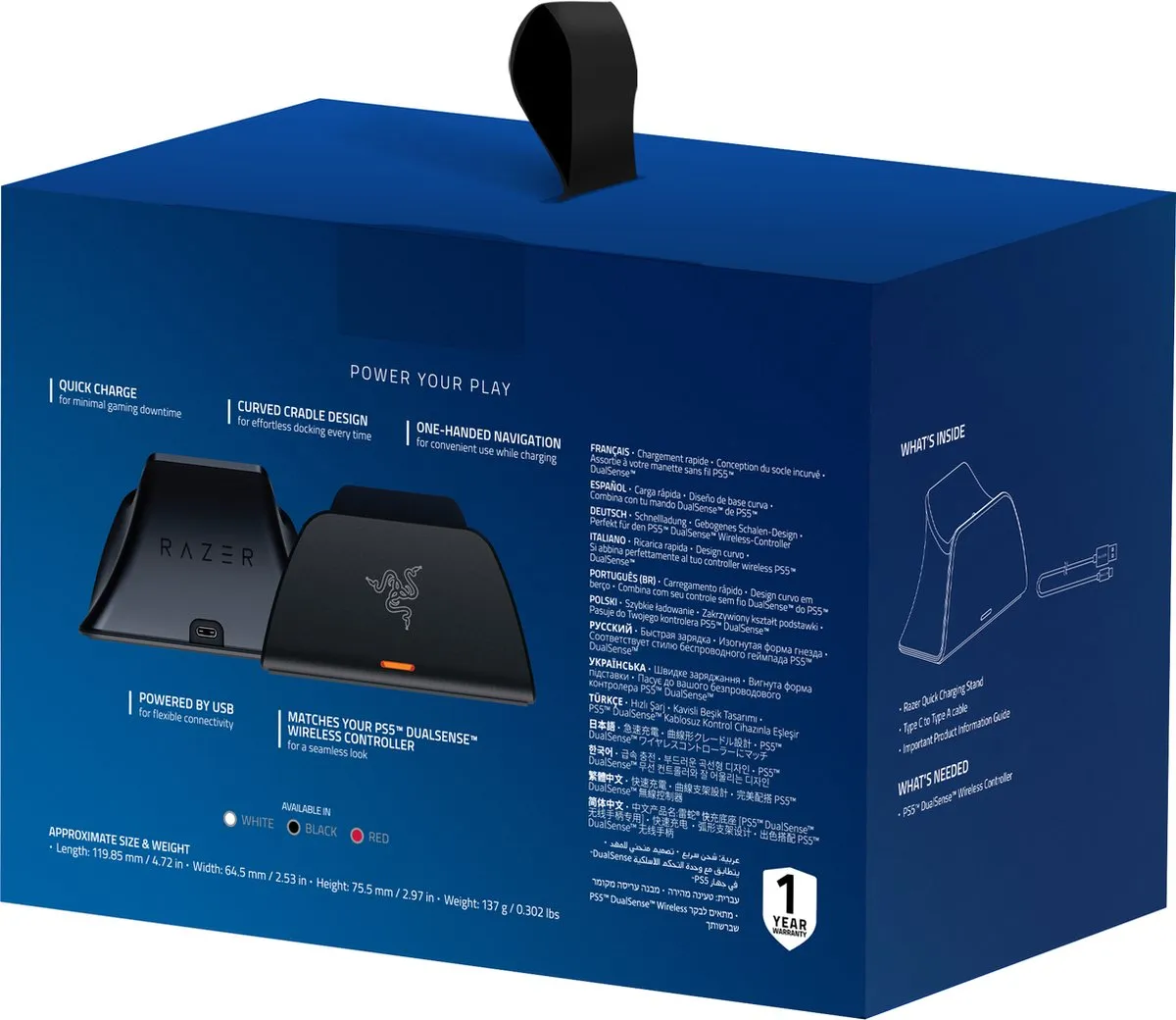 Razer RC21-01900200-R3M1 Oplaadstation PS5 Controller - Midnight Zwart